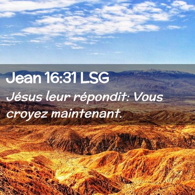 Picture 02 - Jean 16:31 LSG - Jésus leur répondit: Vous croyez - Bible Verse Picture