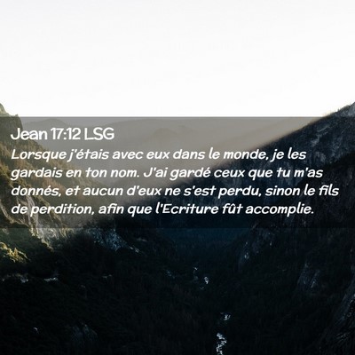 Picture 02 - Jean 17:12 LSG - Lorsque j'étais avec eux dans le monde, je les - Bible Verse Picture