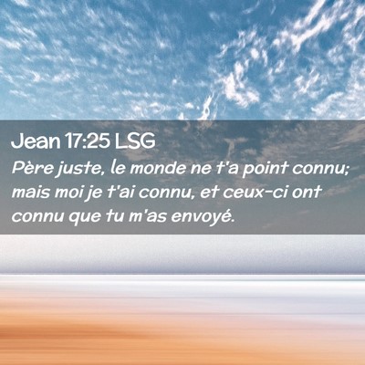 Picture 02 - Jean 17:25 LSG - Père juste, le monde ne t'a point connu; mais - Bible Verse Picture