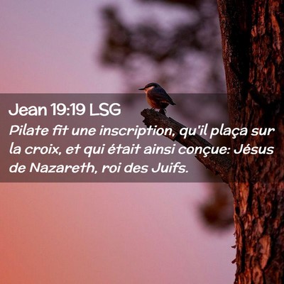 Picture 02 - Jean 19:19 LSG - Pilate fit une inscription, qu'il plaça sur la - Bible Verse Picture