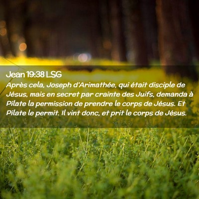 Picture 02 - Jean 19:38 LSG - Après cela, Joseph d'Arimathée, qui était - Bible Verse Picture