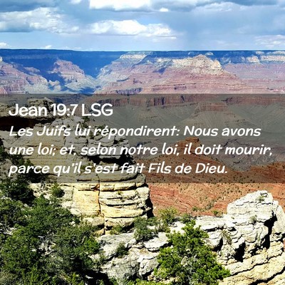 Picture 02 - Jean 19:7 LSG - Les Juifs lui répondirent: Nous avons une loi; - Bible Verse Picture