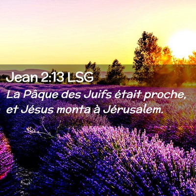 Picture 02 - Jean 2:13 LSG - La Pâque des Juifs était proche, et Jésus - Bible Verse Picture