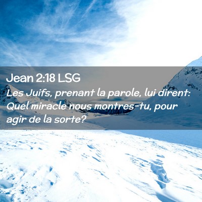 Picture 02 - Jean 2:18 LSG - Les Juifs, prenant la parole, lui dirent: Quel - Bible Verse Picture