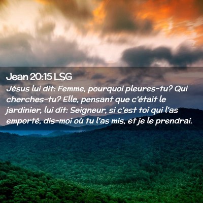 Picture 02 - Jean 20:15 LSG - Jésus lui dit: Femme, pourquoi pleures-tu? Qui - Bible Verse Picture