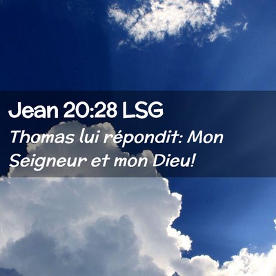 Picture 02 - Jean 20:28 LSG - Thomas lui répondit: Mon Seigneur et mon - Bible Verse Picture