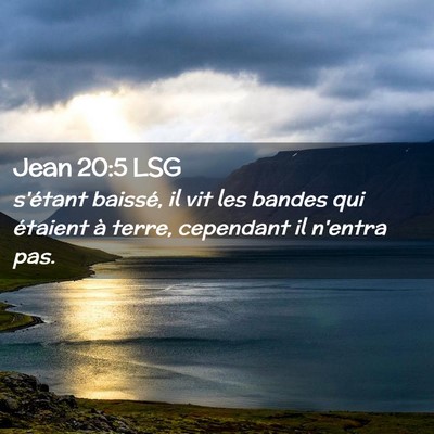 Picture 02 - Jean 20:5 LSG - s'étant baissé, il vit les bandes qui étaient - Bible Verse Picture