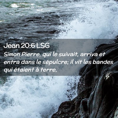 Picture 02 - Jean 20:6 LSG - Simon Pierre, qui le suivait, arriva et entra - Bible Verse Picture