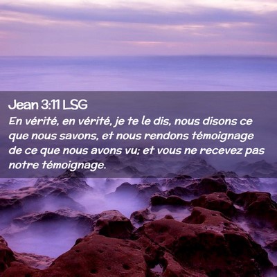 Picture 02 - Jean 3:11 LSG - En vérité, en vérité, je te le dis, nous - Bible Verse Picture