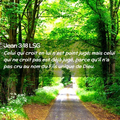 Picture 02 - Jean 3:18 LSG - Celui qui croit en lui n'est point jugé; mais - Bible Verse Picture