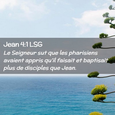 Picture 02 - Jean 4:1 LSG - Le Seigneur sut que les pharisiens avaient appris - Bible Verse Picture