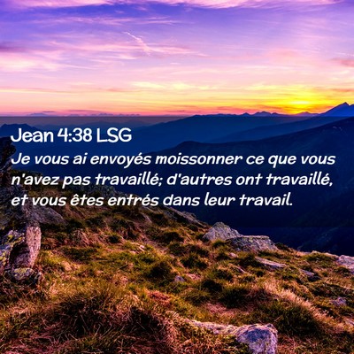 Picture 02 - Jean 4:38 LSG - Je vous ai envoyés moissonner ce que vous n'avez - Bible Verse Picture