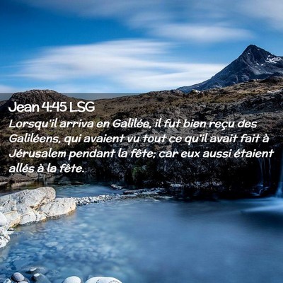 Picture 02 - Jean 4:45 LSG - Lorsqu'il arriva en Galilée, il fut bien reçu - Bible Verse Picture