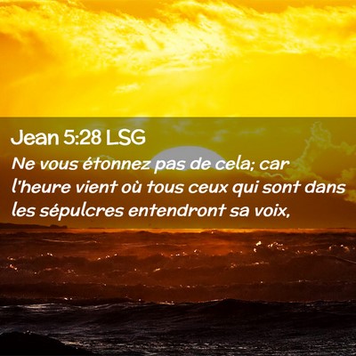 Picture 02 - Jean 5:28 LSG - Ne vous étonnez pas de cela; car l'heure vient - Bible Verse Picture