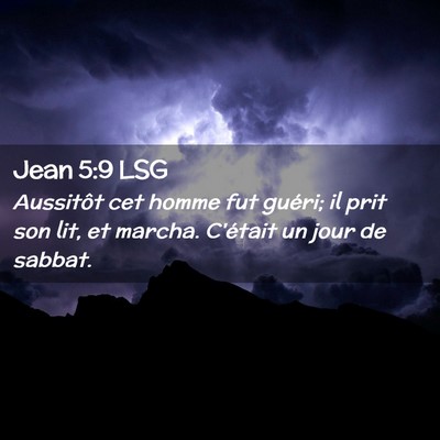 Picture 02 - Jean 5:9 LSG - Aussitôt cet homme fut guéri; il prit son lit, - Bible Verse Picture