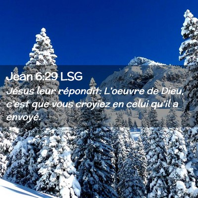 Picture 02 - Jean 6:29 LSG - Jésus leur répondit: L'oeuvre de Dieu, c'est - Bible Verse Picture