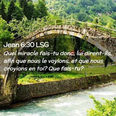 Picture 02 - Jean 6:30 LSG - Quel miracle fais-tu donc, lui dirent-ils, afin - Bible Verse Picture