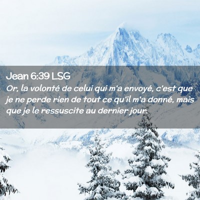 Picture 02 - Jean 6:39 LSG - Or, la volonté de celui qui m'a envoyé, c'est - Bible Verse Picture