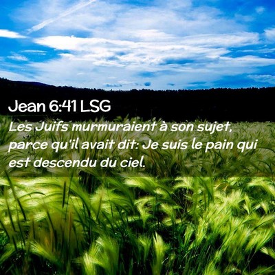 Picture 02 - Jean 6:41 LSG - Les Juifs murmuraient à son sujet, parce qu'il - Bible Verse Picture