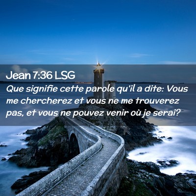 Picture 02 - Jean 7:36 LSG - Que signifie cette parole qu'il a dite: Vous me - Bible Verse Picture