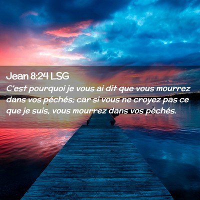 Picture 02 - Jean 8:24 LSG - C'est pourquoi je vous ai dit que vous mourrez - Bible Verse Picture