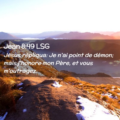 Picture 02 - Jean 8:49 LSG - Jésus répliqua: Je n'ai point de démon; mais - Bible Verse Picture