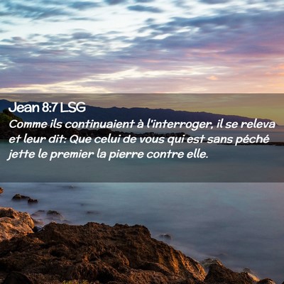 Picture 02 - Jean 8:7 LSG - Comme ils continuaient à l'interroger, il se - Bible Verse Picture