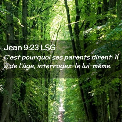 Picture 02 - Jean 9:23 LSG - C'est pourquoi ses parents dirent: Il a de - Bible Verse Picture