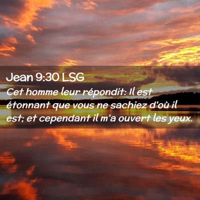 Picture 02 - Jean 9:30 LSG - Cet homme leur répondit: Il est étonnant que - Bible Verse Picture