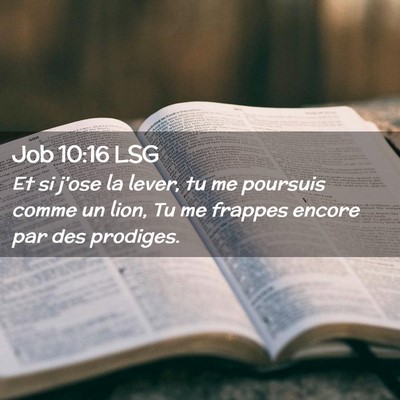 Picture 02 - Job 10:16 LSG - Et si j'ose la lever, tu me poursuis comme un - Bible Verse Picture