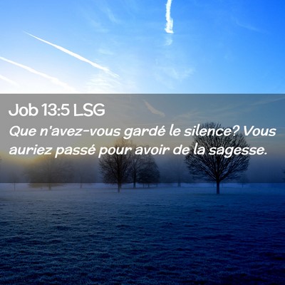 Picture 02 - Job 13:5 LSG - Que n'avez-vous gardé le silence? Vous auriez - Bible Verse Picture