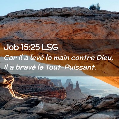 Picture 02 - Job 15:25 LSG - Car il a levé la main contre Dieu, Il a bravé - Bible Verse Picture
