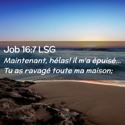 Picture 02 - Job 16:7 LSG - Maintenant, hélas! il m'a épuisé... Tu as - Bible Verse Picture