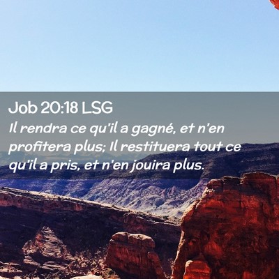Picture 02 - Job 20:18 LSG - Il rendra ce qu'il a gagné, et n'en profitera - Bible Verse Picture