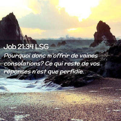 Picture 02 - Job 21:34 LSG - Pourquoi donc m'offrir de vaines consolations? Ce - Bible Verse Picture