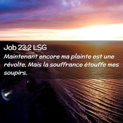 Picture 02 - Job 23:2 LSG - Maintenant encore ma plainte est une révolte, - Bible Verse Picture