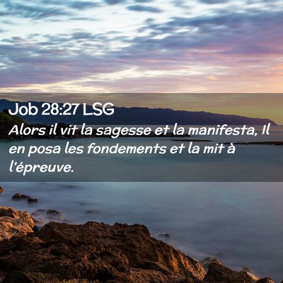 Picture 02 - Job 28:27 LSG - Alors il vit la sagesse et la manifesta, Il en - Bible Verse Picture