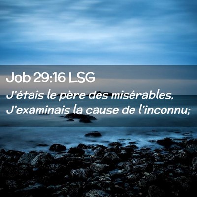 Picture 02 - Job 29:16 LSG - J'étais le père des misérables, J'examinais la - Bible Verse Picture