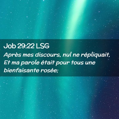 Picture 02 - Job 29:22 LSG - Après mes discours, nul ne répliquait, Et ma - Bible Verse Picture