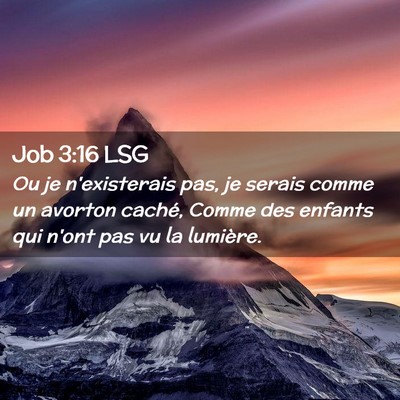 Picture 02 - Job 3:16 LSG - Ou je n'existerais pas, je serais comme un - Bible Verse Picture