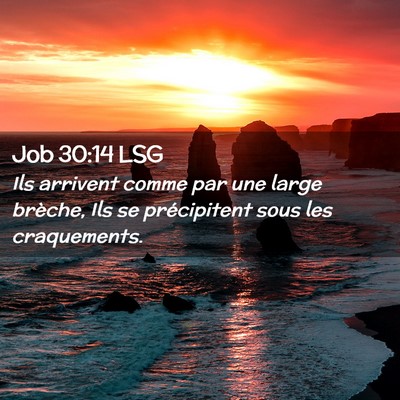 Picture 02 - Job 30:14 LSG - Ils arrivent comme par une large brèche, Ils se - Bible Verse Picture