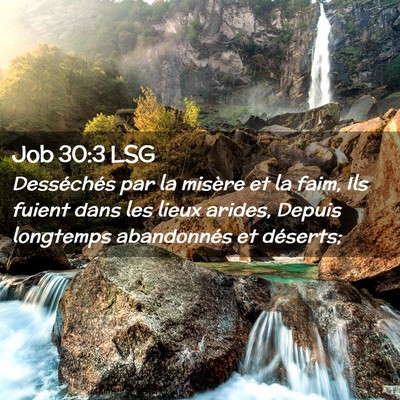 Picture 02 - Job 30:3 LSG - Desséchés par la misère et la faim, Ils fuient - Bible Verse Picture