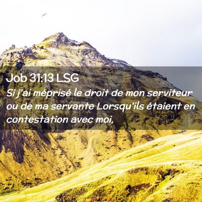 Picture 02 - Job 31:13 LSG - Si j'ai méprisé le droit de mon serviteur ou de - Bible Verse Picture