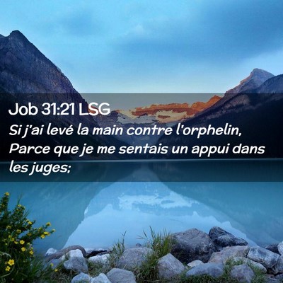 Picture 02 - Job 31:21 LSG - Si j'ai levé la main contre l'orphelin, Parce - Bible Verse Picture