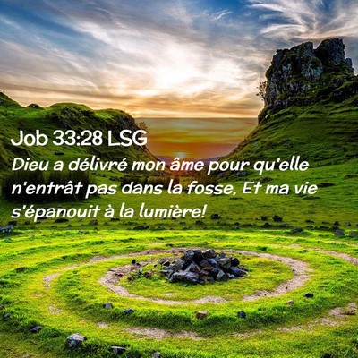 Picture 02 - Job 33:28 LSG - Dieu a délivré mon âme pour qu'elle n'entrât - Bible Verse Picture