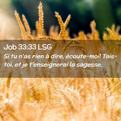 Picture 02 - Job 33:33 LSG - Si tu n'as rien à dire, écoute-moi! Tais-toi, - Bible Verse Picture