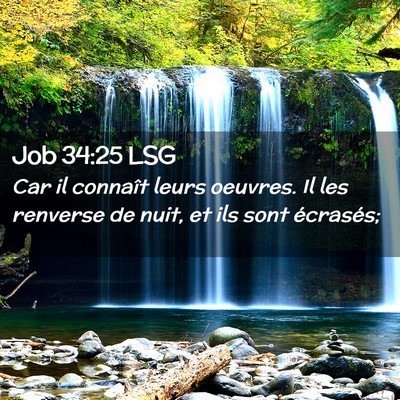 Picture 02 - Job 34:25 LSG - Car il connaît leurs oeuvres. Il les renverse de - Bible Verse Picture
