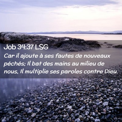 Picture 02 - Job 34:37 LSG - Car il ajoute à ses fautes de nouveaux péchés; - Bible Verse Picture