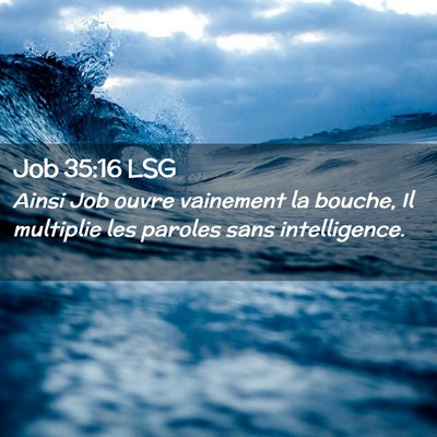 Picture 02 - Job 35:16 LSG - Ainsi Job ouvre vainement la bouche, Il multiplie - Bible Verse Picture