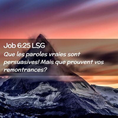 Picture 02 - Job 6:25 LSG - Que les paroles vraies sont persuasives! Mais que - Bible Verse Picture